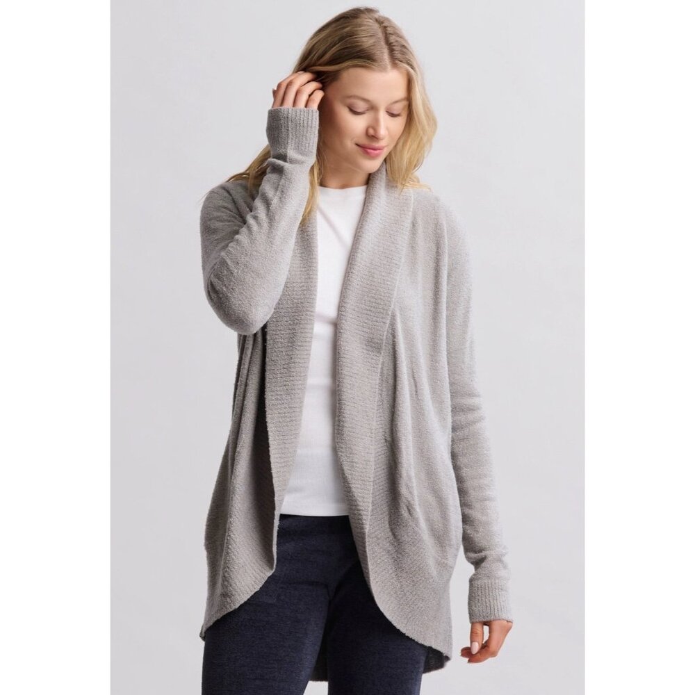 Barefoot Dreams Gray Cozy Chic Lite Knit Lounge Cardigan Sweater Size Large Soft